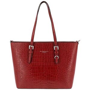 flora & co Sac femme Porté à main Epaule Sac de cours format A4 Croco Grande cabas Fourre-tout Taille XL Sac de Ville Shopping Similicuir Brillant Chic Tendence (Rouge) - Publicité