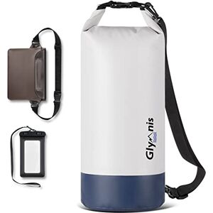 Glymnis Dry Bag Sac étanche 10 l 20 l avec sac banane et sangle de transport imperméable pour sports nautiques, plage, natation, bateau, voyage, camping (bleu blanc, 5 l) - Publicité