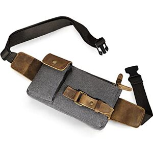 Handadsume Sac Banane-Sac Ceinture- en Toile résistante à l'eau + Cuir pour randonnée, Voyage, Petite Pochette pour téléphone Portable pour Homme et Femme FB (X 8135 Gris) - Publicité