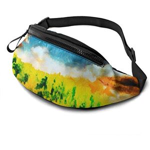 874 Sacoche Homme Bandouliere Paysage De Champ D'Été Unisexe Sac À La Taille avec Prise Casque,Portable Sac Sacoche Banane pour Vie Quotidienne Running Femme 14X35Cm - Publicité