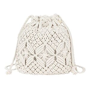 MEGAUK Sac à bandoulière à franges pour femme Sac à franges Sac de plage tissé Pour femme, 06897 blanc, One size - Publicité