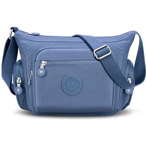 Faneam Sac à Bandoulière Femme Sacoche d'Epaule avec Bretelle Ajustable Besace Sacoche Multi-Poches Sac Messenger en Nylon Casual pour École Voyage Shopping, Bleu - Publicité