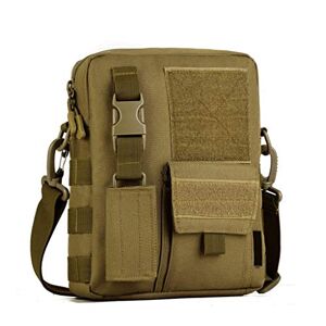 HUNTVP Sac Bandoulière Travail Sac d’Epaule Sac Militaire Molle Tactique en Nylon Sac avec Pochette de Clé Sac Multifonctionnel Homme Femme pour Randonnée Voyage Cyclisme (Marron) - Publicité