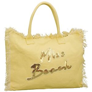 Miss Beach sac de bain zippé sac de plage sac pique-nique cabas en toile, Jaune XL - Publicité