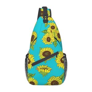 OdDdot Sac banane à bandoulière imprimé écailles de poisson bleu, sac à dos à bandoulière pour femme, sac de poitrine de voyage et de randonnée, Motif tournesols, Taille unique - Publicité