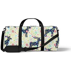 DreamBay Sac de sport fourre-tout de sport avec motif floral à pois et élan, cerf, campagne, jardin, sac à bandoulière pour le week-end, le fitness, etc, Couleur 414, M taille, Sac de voyage - Publicité