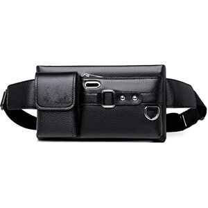 NVNVNMM Sac Banane Brand Sac de Taille for Hommes Cuir mâle Fanny Pack Nouveau Sacs à Poitrine à l'épaule for téléphone Voyage Homme Pochette Murse Banana Bum Sac(Black) - Publicité