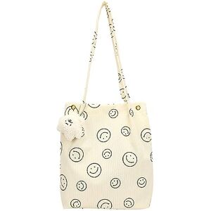 Silent-Qiaoyou Femme Tote Bag en Velours Côtelé, Tout en Velours Côtelé Tote Bag, Bandouliere Cabas Femme Homme, Sac à Main Décontracté, Fourre-tout pour Adolescentes, pour Quotidienne Bureau Scolaires et Excursions - Publicité