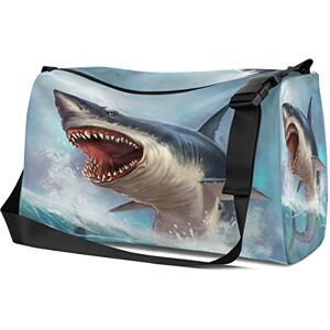 SEEKJOYS Sac de sport en cuir Vicious Great Shark blanc pour homme et femme, Coloré, S - Publicité