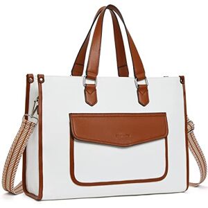 BOSTANTEN Sac fourre-tout en toile pour ordinateur portable 15,6" Grand sac à main pour le bureau, les voyages, Marron avec beige, m, Classique - Publicité