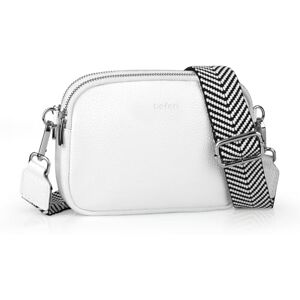 befen Sac à bandoulière en cuir véritable pour femme, petit sac à main pour appareil photo, sac à bandoulière avec poches multifonctionnelles, Blanc-1, Occidental - Publicité