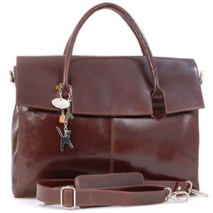 Tigi Collection Handbags Cuir Véritable Grande Serviette/Sac de Travail/Mallette/Sac porté épaule avec Bandoulière Compartiment Rembourré Pour Ordinateur Femme  Marron - Publicité