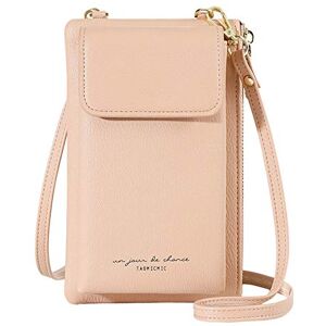 Aeeque Mini Sac Téléphone Portable de 6,5'', Petit Format Porte Monnaie Femme, Simple Portefeuille Femme Porte-cartes en PU Cuir, Sac Bandoulière Femme avec Pochette GSM(Rose) - Publicité