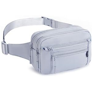 Telena fanny pack pour homme et femme Mode sacs de taille femme pochette poitrine petit sac à bandoulière en nylon sac bandoulière avec 4 poches zippées, gris clair - Publicité