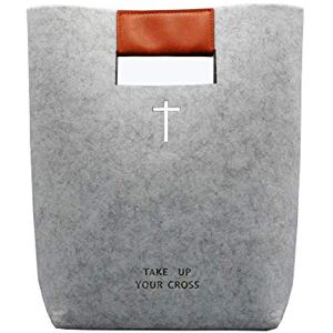 aolaso Étui à Bible, Sac en cuir feutré, Sacoche à Bible en cuir sculpté pour l'étude de l'église et des chrétiens Cadeau de Noël (gris) - Publicité