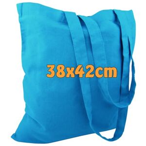 Cottonbagjoe Sac en toile de jute non imprimé avec deux anses 38 x 42 cm, Coton, bleu clair, Lot de 10 - Publicité