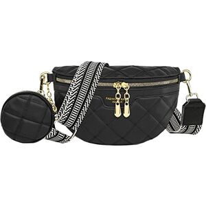 NIYUTA Sac Banane Femme Noir Sac bandoulière Femme Petit Sac a Main Femme bandoulieres Pochette Telephone Portable avec Porte-Monnaie et bandoulière de 5 cm de Large - Publicité