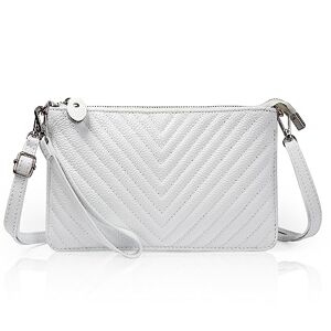 befen Sacs à bandoulière pour femme en cuir avec dragonne, petite enveloppe, sac à main pour femme avec bandoulière et dragonne, Chevron matelassé blanc - Publicité