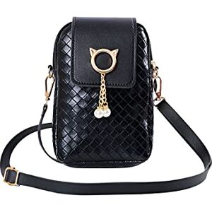 FuninCrea Sac à Bandoulière pour Téléphone, Petit Sacoche Telephone Portable Femmes avec Pendentif en Perle, Pochette Telephone Portable Sac Telephone Portable Femme avec Bretelles Réglables (noir) - Publicité