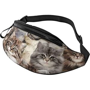 RFSHOP Sac banane réglable pour homme et femme Motif chat Blanc/marron, photo - Publicité