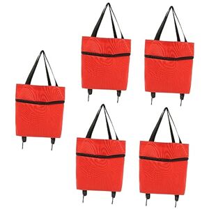 Amosfun 5 Pièces Sac De Rangement à roulettes Pochette D'épicerie Pochette Shopping à roulettes Sacs à roulettes D'épicerie Sac Shopping Chariot Sac De Caddie Plier en Tissu Métal Achats - Publicité