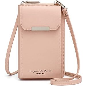 REETEE Sac Téléphone Portable Femmes Portefeuille en Cuir Petit Sac Bandoulière Femme Pochette Telephone Portable, Sac à Main Porte Feuille avec Porte Carte et Bandoulière Amovible(Rose) - Publicité