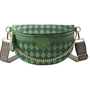 GSenhui Sac banane élégant pour femme Large sangle Petit sac à bandoulière Avec fermeture éclair et bandoulière amovible, A 01 vert, Taille unique - Publicité