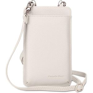 Pomelo Best Pochette Portefeuille Femme Petit Sac à Bandoulière Cuir Mini Sac Épaule Ultra-Thin pour Porte Téléphone et Porte-Carte (Blanc) - Publicité