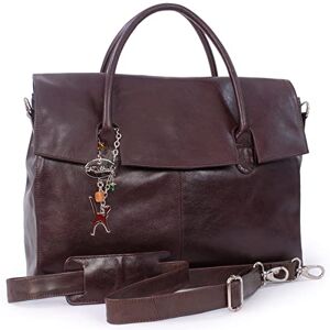 Tigi Collection Handbags Cuir Véritable Grande Serviette/Sac de Travail/Mallette/Sac porté épaule avec Bandoulière Compartiment Rembourré Pour Ordinateur Femme BRIDGET Marron - Publicité