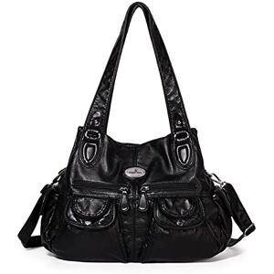 NICOLE & DORIS Sacs à Main Portés épaule Femme Grand Sac à Bandoulière Sac Hobo PU Cuir Souple Sac Cabas Rétro Sac Fourre-Tout Multi Poches Sac Shopping Sac de Voyage Travail Noir - Publicité