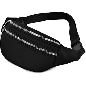 Geiomoo Sac Banane avec Sangle Réglable, Sacoche de Ceinture pour Loisir ou Randonnée, Sac de Voyage pour Homme et Femme (Noir) - Publicité