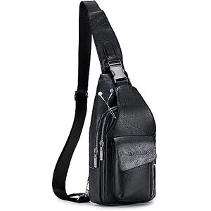 SPAHER Homme Sac de Poitrine Cuir Sacoche Homme Bandouliere Sac business Sac de loisir Sac a dos cuir pochette epaule homme Travers Pochette des Sports Affaires Voyage Noir - Publicité