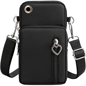 HGTSHUANGTA Petit Sac Téléphone Portable Femme, Oxford Messenger en Tissu Brassard de Sport avec Bandoulière Réglable, Crossbody Pochette Sacoche Running Armbag pour 7'(avec Prise casque) (Noir) - Publicité