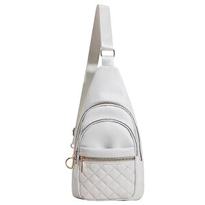 LYEAA Sacs à bandoulière pour femme Sac banane simple et décontracté En cuir synthétique Sangles réglables Sac de voyage et de randonnée, blanc, Mode - Publicité