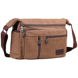 BOMKEE Sac Bandouillère Homme Sac Messenger Sac d'école Unisexe Vintage Canvas Sac Bandouliere Hommes Imperméable Pochette Téléphone pour Voyage Loisir Sport(Marron) - Publicité