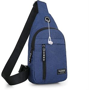 FuninCrea Sacoche Homme Sac à Bandoulière Homme, Sac de Poitrine Homme Bandouliere Étanche Sling Bag avec Trou pour Ecouteurs, Sacoche Bandoulière Crossover Bag pour Voyage, Randonnée (Bleu) - Publicité