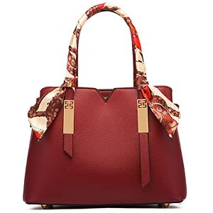 FANDARE Elégant Sac à Main Femme Sacs à bandoulière Sacs à Dos porté Travers Voyage Sac Cabas Shopper Sacoches Messenger Besace Pochette avec décoration Foulard en Soie Impermeable PU Cuir Rouge - Publicité