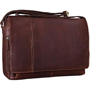 STILORD 'Elias' Sacoche Homme Cuir Vintage Sac Bandoulière Homme Design Sac en Cuir Ordinateur Portable 15,6 Pouces Besace en Cuir, Couleur:Cognac Marron foncé - Publicité