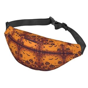YoupO Sac banane imperméable avec 3 poches à fermeture éclair pour homme et femme Orange Halloween, Noir , Taille unique - Publicité