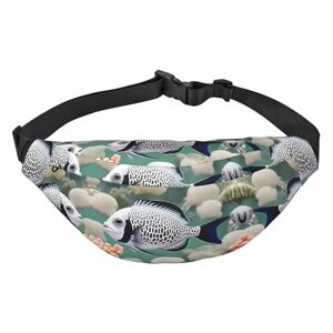 Mouxiugei Sac banane élégant et pratique pour femme Motif poissons tropicaux blancs – Sac banane pratique pour les activités de plein air, la course à pied,, Poissons tropicaux blancs, One Size - Publicité