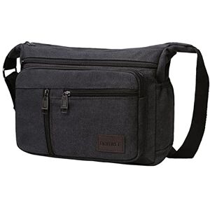 BOMKEE Sac Bandouillère Homme Sac Messenger Sac d'école Unisexe Vintage Canvas Sac Bandouliere Hommes Imperméable Pochette Téléphone pour Voyage Loisir Sport (Noir) - Publicité