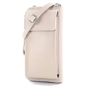 modamoda de P06 Sac à bandoulière femme italienne portefeuille sac pour téléphone portable en cuir, Couleur:Crème - Publicité