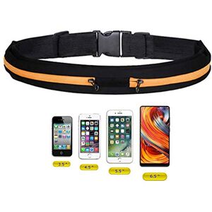 LUPO Sac Banane Femme Homme, Ceinture de Course, Ceinture Running, Course à Pied, Jogging de Sport, Clés Rétractable Léger et Imperméable IPX5 Convient pour Téléphone Portable, Clés, Gym, Équitation, Jogging, Escalade, Voyage, Noir avec garniture Orange - Publicité