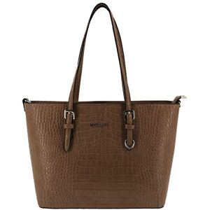 flora & co Sac femme Porté à main Epaule Sac de cours format A4 Croco Grande cabas Fourre-tout Taille XL Sac de Ville Shopping Similicuir Rigide Chic Tendence Taupe - Publicité