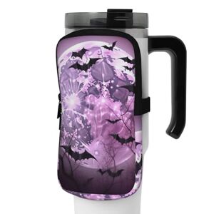 OUSIKA Pochette à bouteille d'eau avec fermeture éclair pour homme et femme Motif lune violette, Noir , M - Publicité