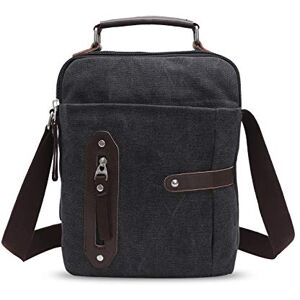 FANDARE Vintage Sacs bandoulière Sac Besace Femme Toile Sac d'épaule Sacoche Homme Messenger Bag Sacs Portés épaule Briefcase Sac de Voyage Affaires Université Canvas Crossbody Bag Noir - Publicité