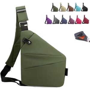 Hdnaihpp Wander Plus Anti Theft Bag, Crossbody Travel Bag, Slim Sling Bag for Women,Anti Theft Slim Sling Bag for Women & Men (Left Shoulder Military Green) - Publicité