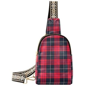 junzan Petit sac à bandoulière à motif tartan crème pour femme, sac banane avec sangle réglable, vert et bleu, Vert/bleu, Randonnée - Publicité