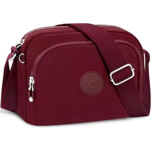 Faneam Sac à Bandoulière Femme Décontracté Sacoche d'Epaule Multi-Poches, Sacoche Messenger Téléphone en Nylon Mode, Sac Besace Casual pour École,Voyage,Shopping, Rouge Foncé - Publicité