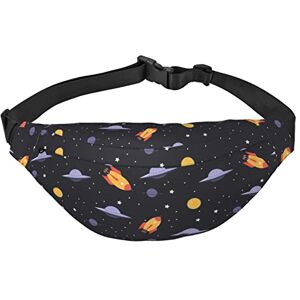 KOOLR Universe Rockets Sac banane décontracté à bandoulière pour homme et femme avec 3 fermetures éclair Interlayer réglable Ceinture de course à pied en plein air, essentiels de voyage, noir, One Size - Publicité